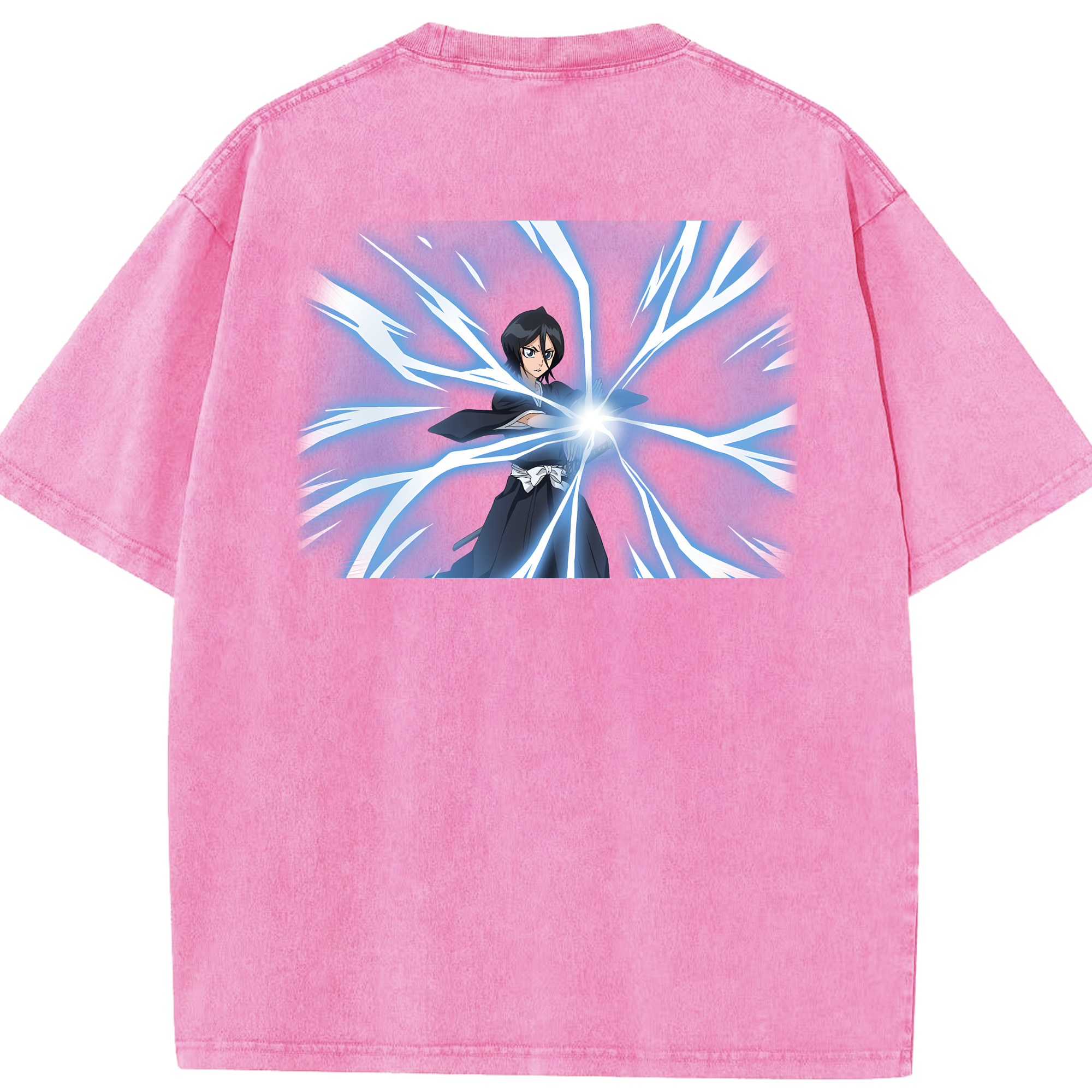 （画像用） ブリーチ 朽木ルキア BLEACH Kuchiki Rukia 綿100% ヴィンテージ風 半袖Tシャツ（背面プリント）